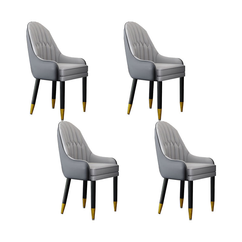 Faux Leather Dining Chairs Modern Parsons Chair with Wood Legs Concrete Gray 4 Piece Set Clearhalo 'Dining Chairs' 'Dining Tables & Seating' 'dining_chair' 'furn' 'furn_dining_chair' 'Furniture' 'Kitchen & Dining Furniture' 7256929