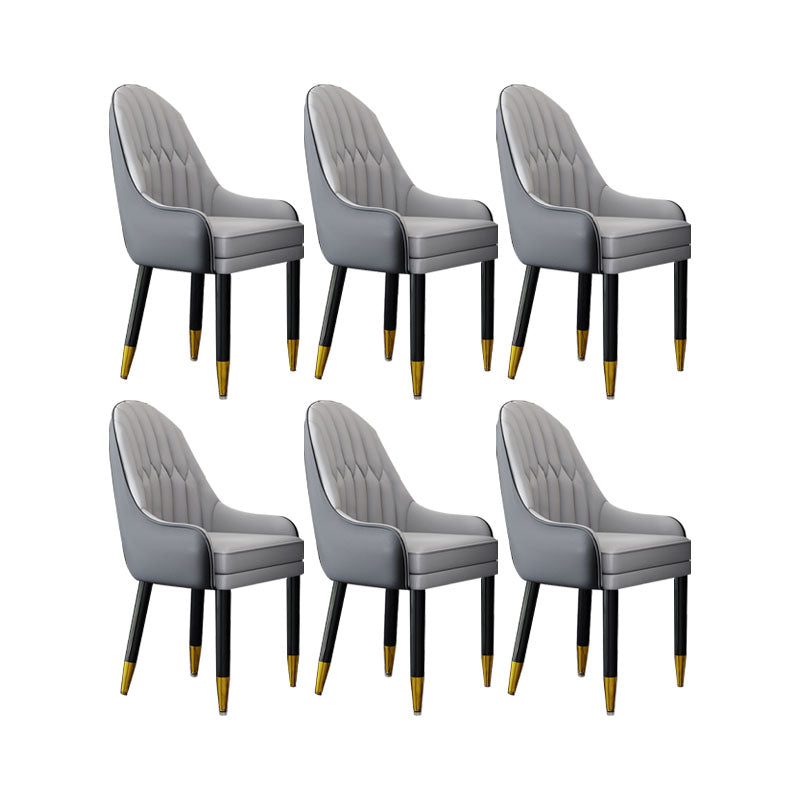 Faux Leather Dining Chairs Modern Parsons Chair with Wood Legs Concrete Gray 6 Piece Set Clearhalo 'Dining Chairs' 'Dining Tables & Seating' 'dining_chair' 'furn' 'furn_dining_chair' 'Furniture' 'Kitchen & Dining Furniture' 7256930