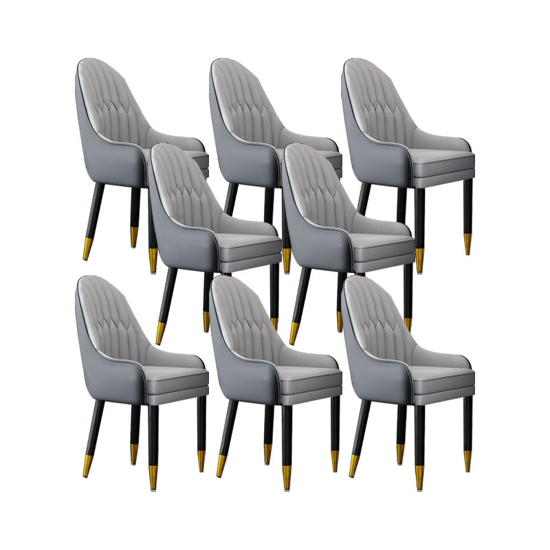 Faux Leather Dining Chairs Modern Parsons Chair with Wood Legs Concrete Gray 8 Piece Set Clearhalo 'Dining Chairs' 'Dining Tables & Seating' 'dining_chair' 'furn' 'furn_dining_chair' 'Furniture' 'Kitchen & Dining Furniture' 7256931