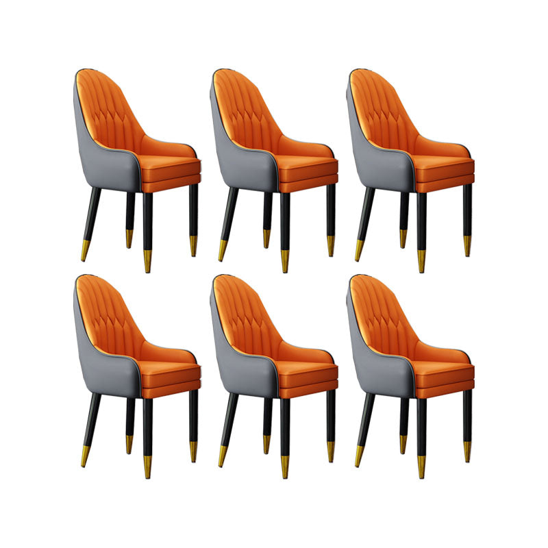 Faux Leather Dining Chairs Modern Parsons Chair with Wood Legs Orange 6 Piece Set Clearhalo 'Dining Chairs' 'Dining Tables & Seating' 'dining_chair' 'furn' 'furn_dining_chair' 'Furniture' 'Kitchen & Dining Furniture' 7256935