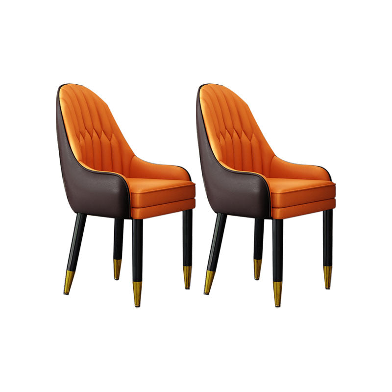 Faux Leather Dining Chairs Modern Parsons Chair with Wood Legs Coffee Orange 2 Piece Set Clearhalo 'Dining Chairs' 'Dining Tables & Seating' 'dining_chair' 'furn' 'furn_dining_chair' 'Furniture' 'Kitchen & Dining Furniture' 7256938
