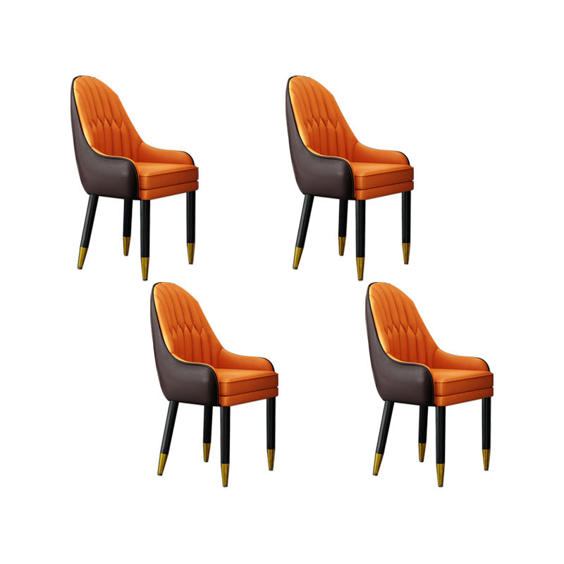 Faux Leather Dining Chairs Modern Parsons Chair with Wood Legs Coffee Orange 4 Piece Set Clearhalo 'Dining Chairs' 'Dining Tables & Seating' 'dining_chair' 'furn' 'furn_dining_chair' 'Furniture' 'Kitchen & Dining Furniture' 7256939