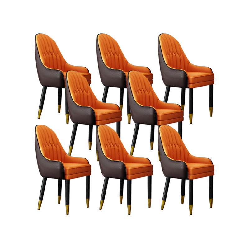 Faux Leather Dining Chairs Modern Parsons Chair with Wood Legs Coffee Orange 8 Piece Set Clearhalo 'Dining Chairs' 'Dining Tables & Seating' 'dining_chair' 'furn' 'furn_dining_chair' 'Furniture' 'Kitchen & Dining Furniture' 7256941