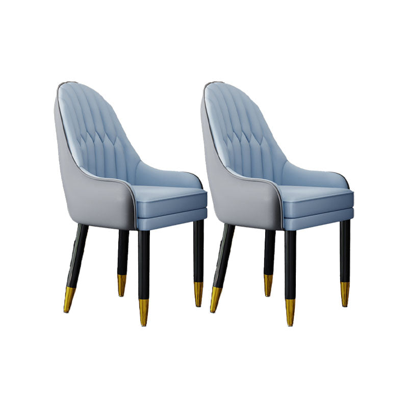 Faux Leather Dining Chairs Modern Parsons Chair with Wood Legs Grey Blue 2 Piece Set Clearhalo 'Dining Chairs' 'Dining Tables & Seating' 'dining_chair' 'furn' 'furn_dining_chair' 'Furniture' 'Kitchen & Dining Furniture' 7256943