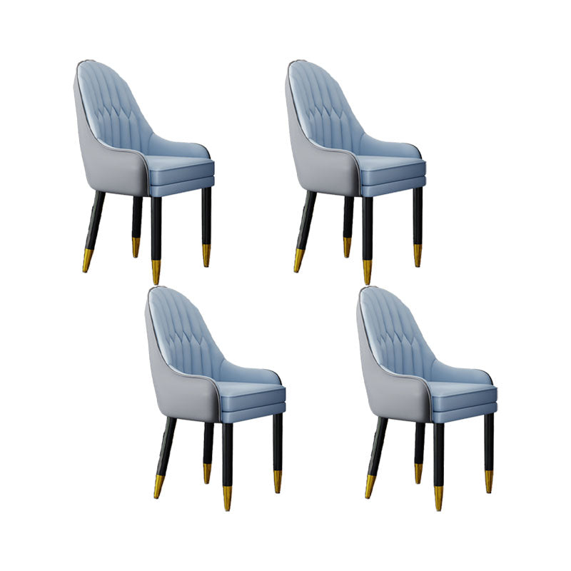 Faux Leather Dining Chairs Modern Parsons Chair with Wood Legs Grey Blue 4 Piece Set Clearhalo 'Dining Chairs' 'Dining Tables & Seating' 'dining_chair' 'furn' 'furn_dining_chair' 'Furniture' 'Kitchen & Dining Furniture' 7256944