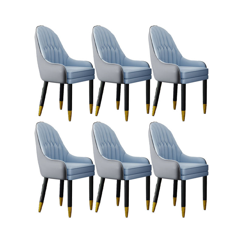 Faux Leather Dining Chairs Modern Parsons Chair with Wood Legs Grey Blue 6 Piece Set Clearhalo 'Dining Chairs' 'Dining Tables & Seating' 'dining_chair' 'furn' 'furn_dining_chair' 'Furniture' 'Kitchen & Dining Furniture' 7256945