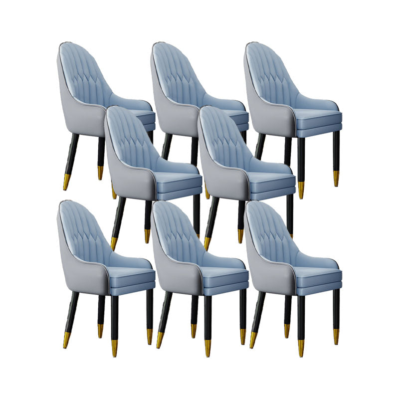 Faux Leather Dining Chairs Modern Parsons Chair with Wood Legs Grey Blue 8 Piece Set Clearhalo 'Dining Chairs' 'Dining Tables & Seating' 'dining_chair' 'furn' 'furn_dining_chair' 'Furniture' 'Kitchen & Dining Furniture' 7256946