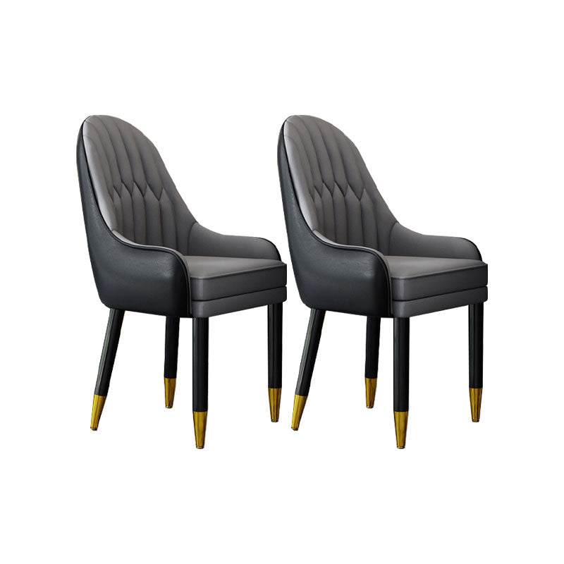 Faux Leather Dining Chairs Modern Parsons Chair with Wood Legs Black Gray 2 Piece Set Clearhalo 'Dining Chairs' 'Dining Tables & Seating' 'dining_chair' 'furn' 'furn_dining_chair' 'Furniture' 'Kitchen & Dining Furniture' 7256948
