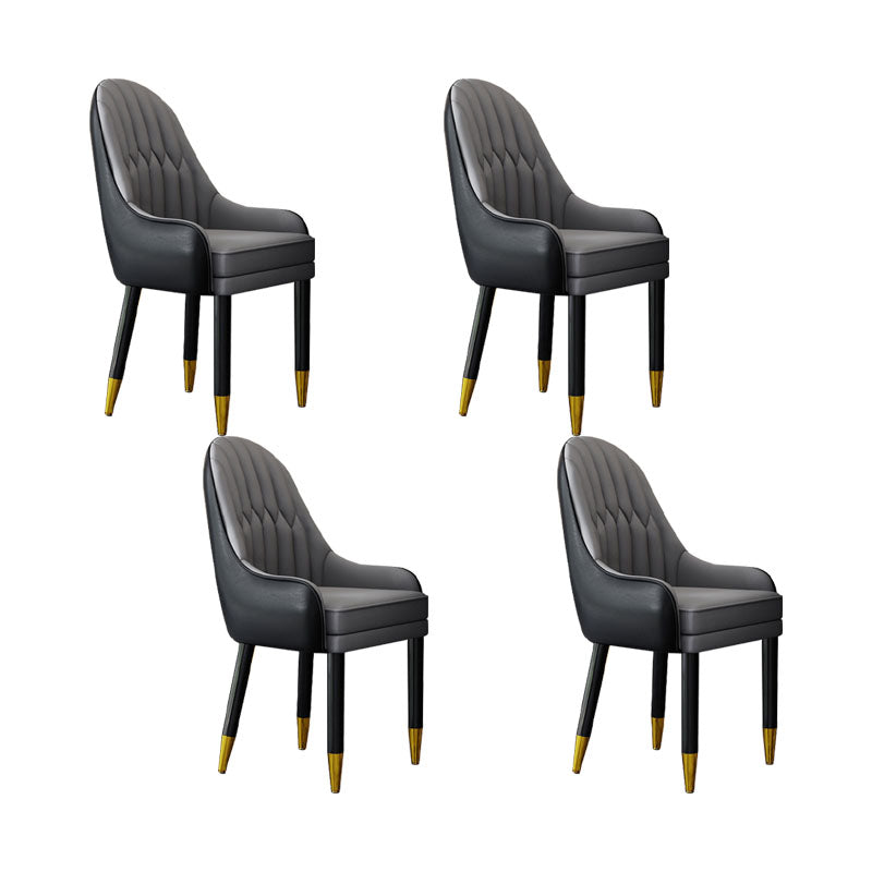 Faux Leather Dining Chairs Modern Parsons Chair with Wood Legs Black Gray 4 Piece Set Clearhalo 'Dining Chairs' 'Dining Tables & Seating' 'dining_chair' 'furn' 'furn_dining_chair' 'Furniture' 'Kitchen & Dining Furniture' 7256949