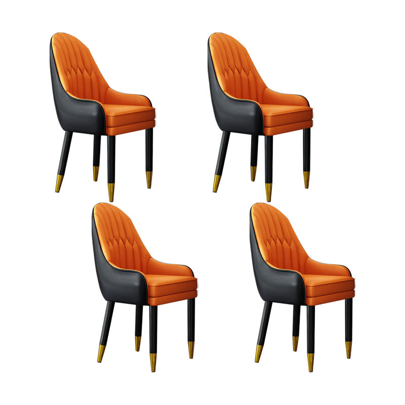 Faux Leather Dining Chairs Modern Parsons Chair with Wood Legs Black-Orange 4 Piece Set Clearhalo 'Dining Chairs' 'Dining Tables & Seating' 'dining_chair' 'furn' 'furn_dining_chair' 'Furniture' 'Kitchen & Dining Furniture' 7256954