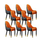 Faux Leather Dining Chairs Modern Parsons Chair with Wood Legs Black-Orange 8 Piece Set Clearhalo 'Dining Chairs' 'Dining Tables & Seating' 'dining_chair' 'furn' 'furn_dining_chair' 'Furniture' 'Kitchen & Dining Furniture' 7256956