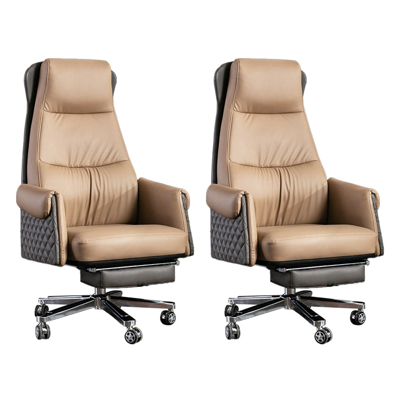 Modern Office Chair Armless Leather No Distressing Ergonomic Desk Chair with Wheels Khaki 2 Piece Set Clearhalo 'furn' 'furn_office_chair' 'Furniture' 'Office Chairs' 'Office Furniture' 'office_chair' 7257160