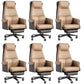 Modern Office Chair Armless Leather No Distressing Ergonomic Desk Chair with Wheels Khaki 6 Piece Set Clearhalo 'furn' 'furn_office_chair' 'Furniture' 'Office Chairs' 'Office Furniture' 'office_chair' 7257165