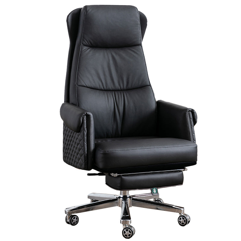 Modern Office Chair Armless Leather No Distressing Ergonomic Desk Chair with Wheels Black 1 Piece Clearhalo 'furn' 'furn_office_chair' 'Furniture' 'Office Chairs' 'Office Furniture' 'office_chair' 7257169
