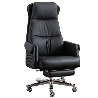 Modern Office Chair Armless Leather No Distressing Ergonomic Desk Chair with Wheels Black 1 Piece Clearhalo 'furn' 'furn_office_chair' 'Furniture' 'Office Chairs' 'Office Furniture' 'office_chair' 7257169