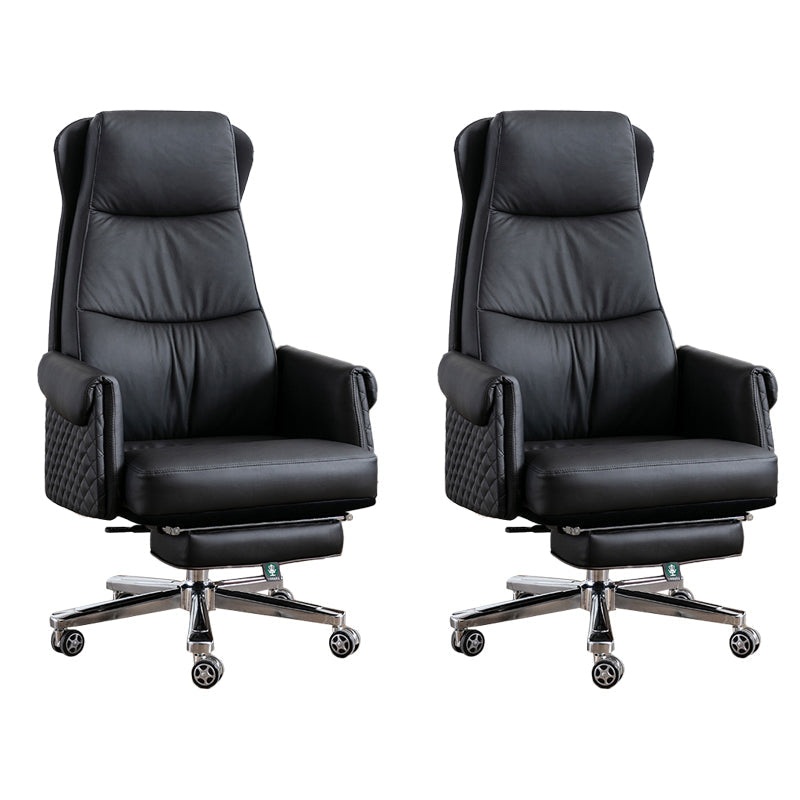 Modern Office Chair Armless Leather No Distressing Ergonomic Desk Chair with Wheels Black 2 Piece Set Clearhalo 'furn' 'furn_office_chair' 'Furniture' 'Office Chairs' 'Office Furniture' 'office_chair' 7257170