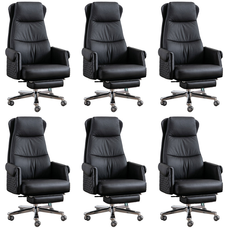 Modern Office Chair Armless Leather No Distressing Ergonomic Desk Chair with Wheels Black 6 Piece Set Clearhalo 'furn' 'furn_office_chair' 'Furniture' 'Office Chairs' 'Office Furniture' 'office_chair' 7257174