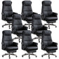 Modern Office Chair Armless Leather No Distressing Ergonomic Desk Chair with Wheels Black 8 Piece Set Clearhalo 'furn' 'furn_office_chair' 'Furniture' 'Office Chairs' 'Office Furniture' 'office_chair' 7257176