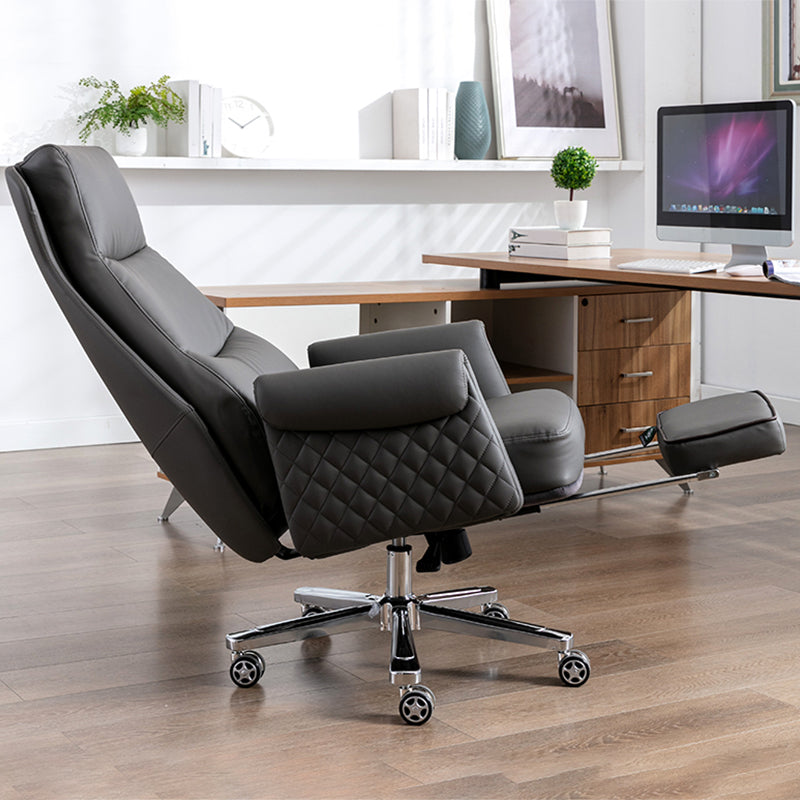 Modern Office Chair Armless Leather No Distressing Ergonomic Desk Chair with Wheels Clearhalo 'furn' 'furn_office_chair' 'Furniture' 'Office Chairs' 'Office Furniture' 'office_chair' 7257177