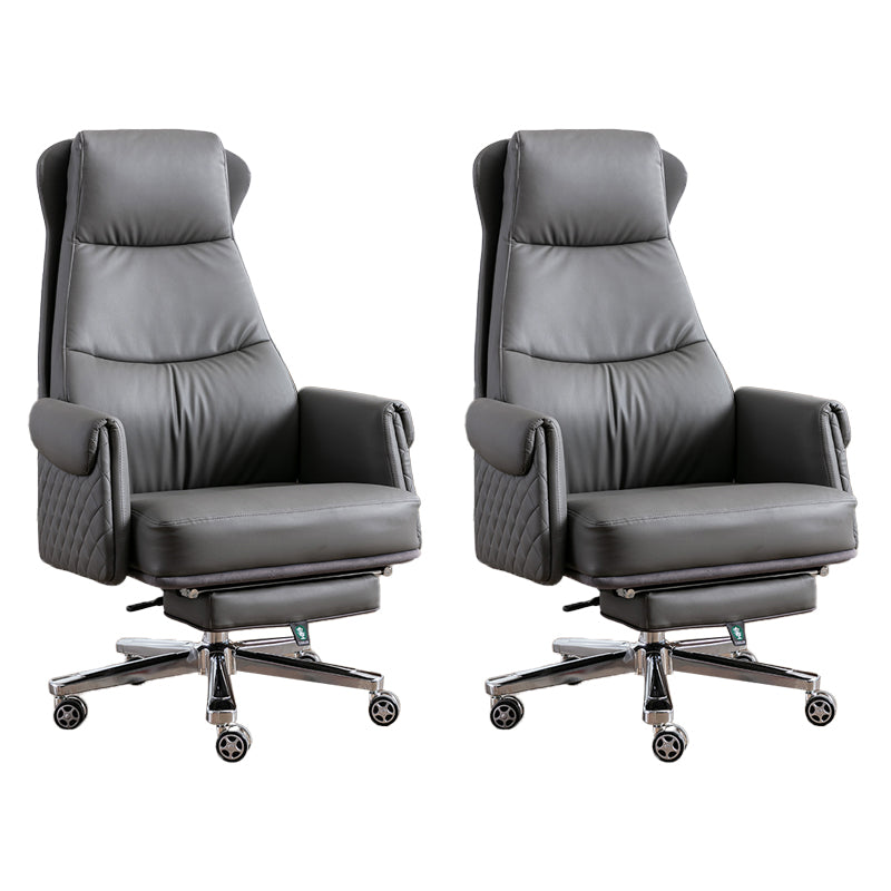 Modern Office Chair Armless Leather No Distressing Ergonomic Desk Chair with Wheels Grey 2 Piece Set Clearhalo 'furn' 'furn_office_chair' 'Furniture' 'Office Chairs' 'Office Furniture' 'office_chair' 7257179