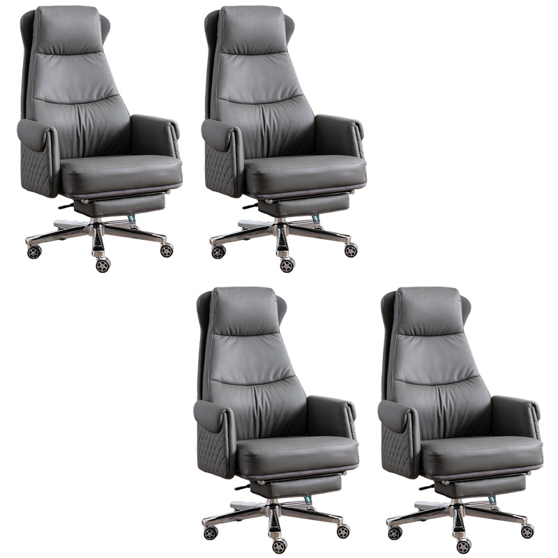 Modern Office Chair Armless Leather No Distressing Ergonomic Desk Chair with Wheels Grey 4 Piece Set Clearhalo 'furn' 'furn_office_chair' 'Furniture' 'Office Chairs' 'Office Furniture' 'office_chair' 7257180