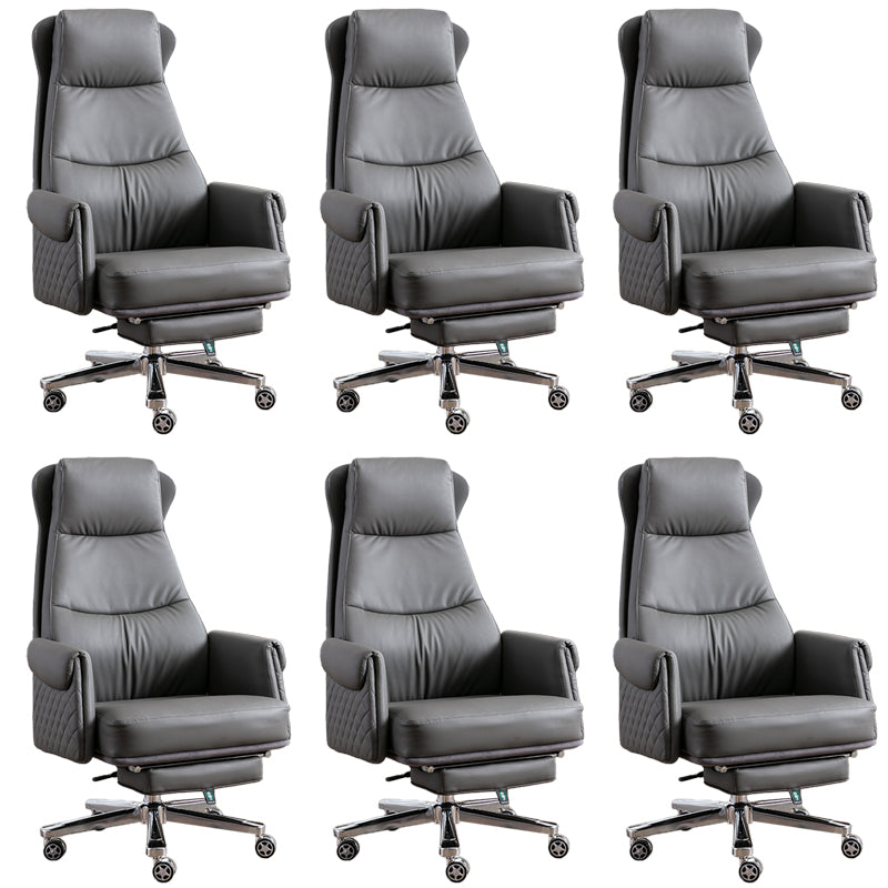 Modern Office Chair Armless Leather No Distressing Ergonomic Desk Chair with Wheels Grey 6 Piece Set Clearhalo 'furn' 'furn_office_chair' 'Furniture' 'Office Chairs' 'Office Furniture' 'office_chair' 7257181