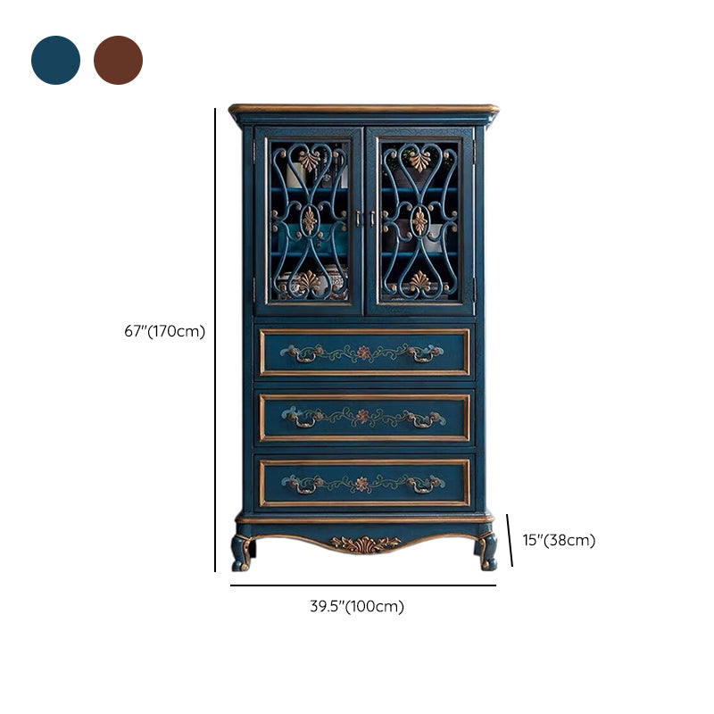 Industrial Cabriole Legs Accent Cabinet Solid Wood Storage Cabinet with Drawer