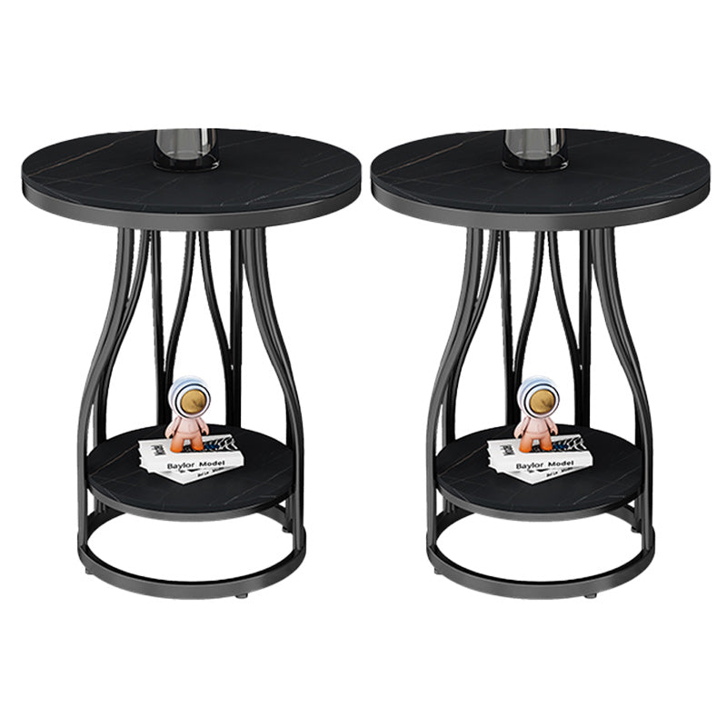 19"W Contemporary Corner Table Round Storage Accent Side Table Black Black 2 Clearhalo 'Coffee & Accent Tables' 'End & Side Tables' 'end_side_tables' 'furn' 'furn_end_side_tables' 'Furniture' 'Living Room Furniture' 7257291