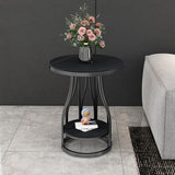 19"W Contemporary Corner Table Round Storage Accent Side Table Clearhalo 'Coffee & Accent Tables' 'End & Side Tables' 'end_side_tables' 'furn' 'furn_end_side_tables' 'Furniture' 'Living Room Furniture' 7257294