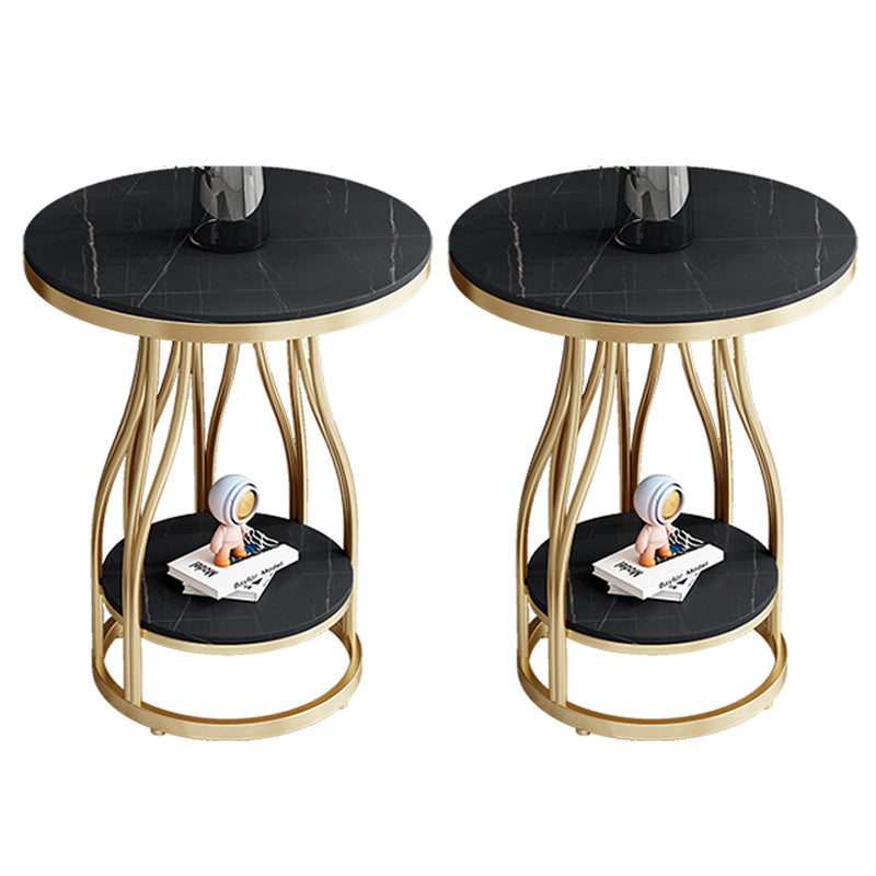 19"W Contemporary Corner Table Round Storage Accent Side Table Gold Black 2 Clearhalo 'Coffee & Accent Tables' 'End & Side Tables' 'end_side_tables' 'furn' 'furn_end_side_tables' 'Furniture' 'Living Room Furniture' 7257303