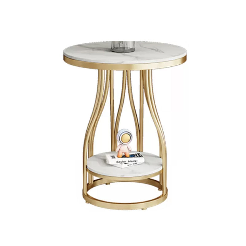 19"W Contemporary Corner Table Round Storage Accent Side Table Gold White 1 Clearhalo 'Coffee & Accent Tables' 'End & Side Tables' 'end_side_tables' 'furn' 'furn_end_side_tables' 'Furniture' 'Living Room Furniture' 7257305