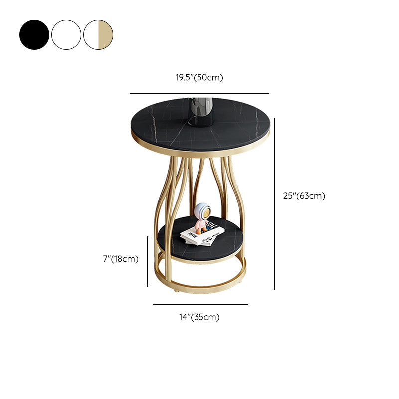 19"W Contemporary Corner Table Round Storage Accent Side Table Clearhalo 'Coffee & Accent Tables' 'End & Side Tables' 'end_side_tables' 'furn' 'furn_end_side_tables' 'Furniture' 'Living Room Furniture' 7257311