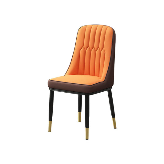 PU Leather Dining Chairs Industrial Parsons Chair with Metal Legs