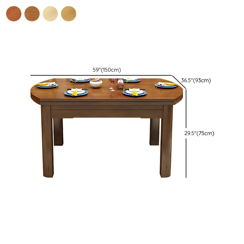 Dining Room Extendable Dinner Table Rubberwood 4 Legs Dining Table