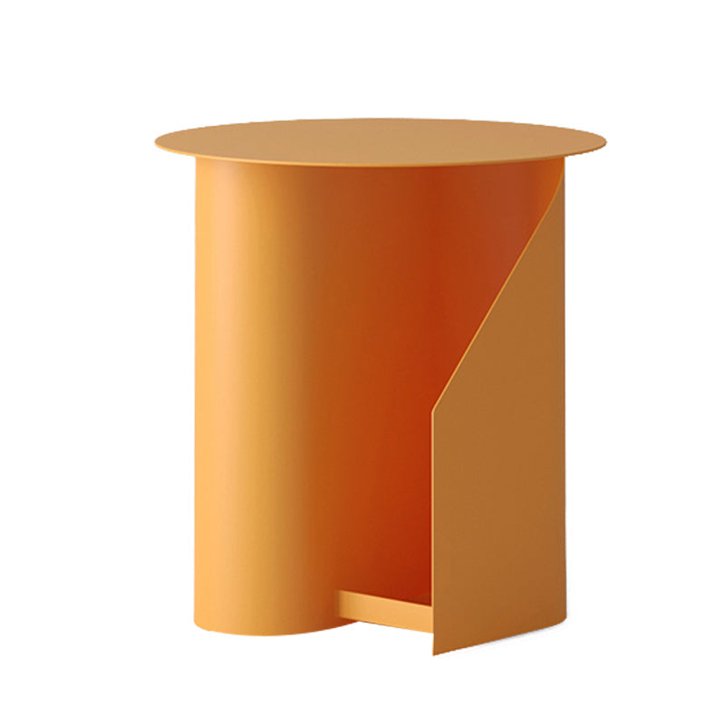 Contemporary Corner Table Round Side Table with Metal Shelves 18"L x 18"W x 18.5"H Orange 1 Clearhalo 'Coffee & Accent Tables' 'End & Side Tables' 'end_side_tables' 'furn' 'furn_end_side_tables' 'Furniture' 'Living Room Furniture' 7257458