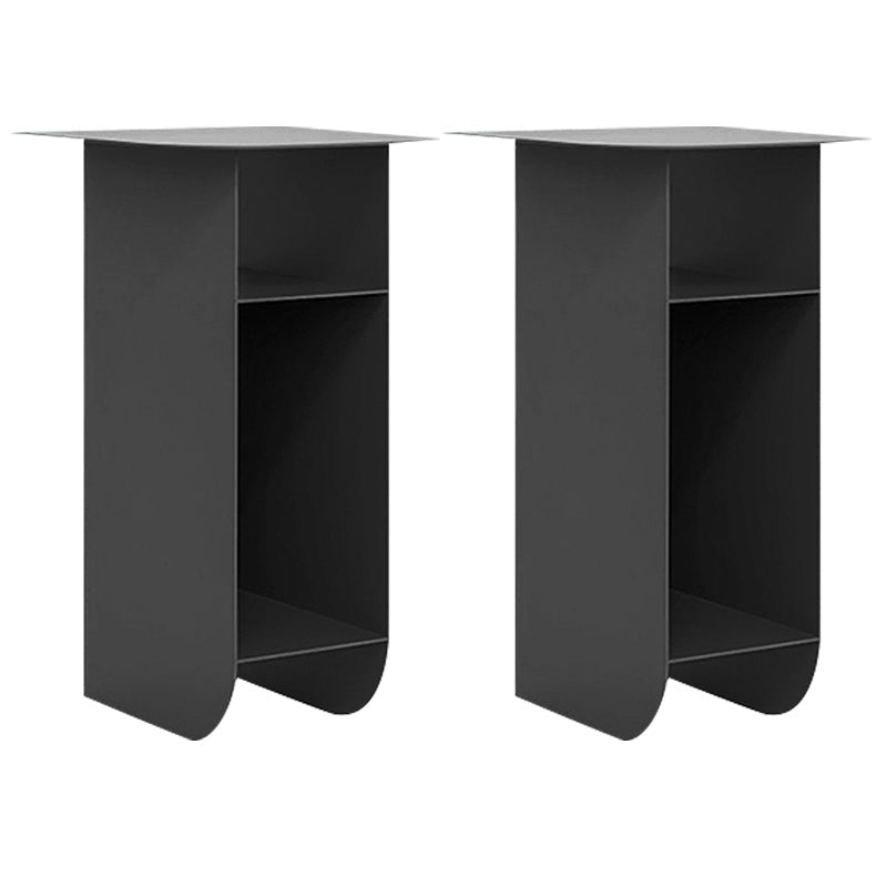 Contemporary Corner Table Round Side Table with Metal Shelves 14"L x 15"W x 24"H Black 2 Clearhalo 'Coffee & Accent Tables' 'End & Side Tables' 'end_side_tables' 'furn' 'furn_end_side_tables' 'Furniture' 'Living Room Furniture' 7257461