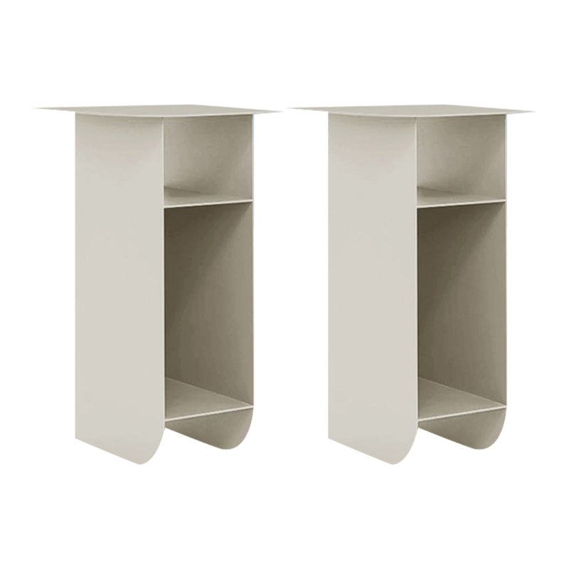 Contemporary Corner Table Round Side Table with Metal Shelves 14"L x 15"W x 24"H Grey 2 Clearhalo 'Coffee & Accent Tables' 'End & Side Tables' 'end_side_tables' 'furn' 'furn_end_side_tables' 'Furniture' 'Living Room Furniture' 7257463