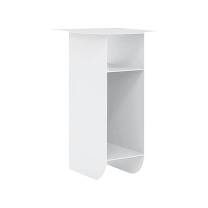 Contemporary Corner Table Round Side Table with Metal Shelves 14"L x 15"W x 24"H White 1 Clearhalo 'Coffee & Accent Tables' 'End & Side Tables' 'end_side_tables' 'furn' 'furn_end_side_tables' 'Furniture' 'Living Room Furniture' 7257464