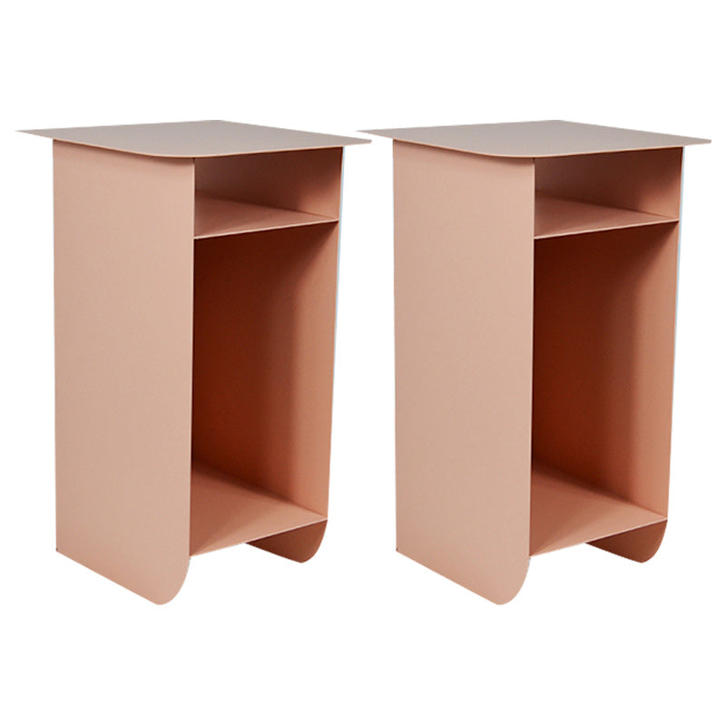 Contemporary Corner Table Round Side Table with Metal Shelves 14"L x 15"W x 24"H Pink 2 Clearhalo 'Coffee & Accent Tables' 'End & Side Tables' 'end_side_tables' 'furn' 'furn_end_side_tables' 'Furniture' 'Living Room Furniture' 7257467