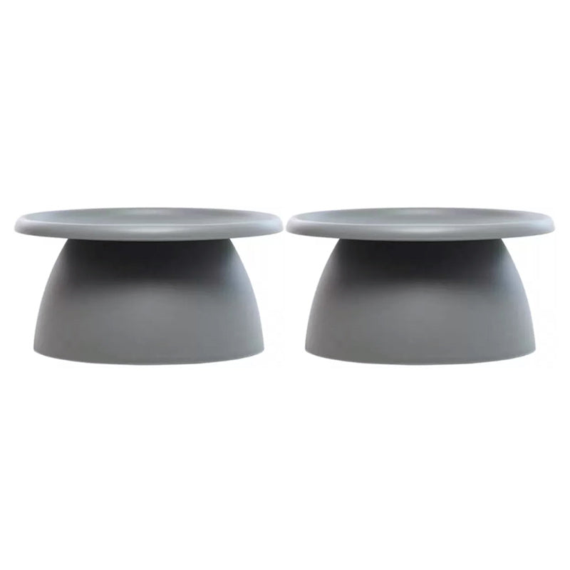 Glam Corner Table Plastic Round Pedestal Side End Snack Table 26"L x 26"W x 14"H Grey 2 Clearhalo 'Coffee & Accent Tables' 'End & Side Tables' 'end_side_tables' 'furn' 'furn_end_side_tables' 'Furniture' 'Living Room Furniture' 7257487