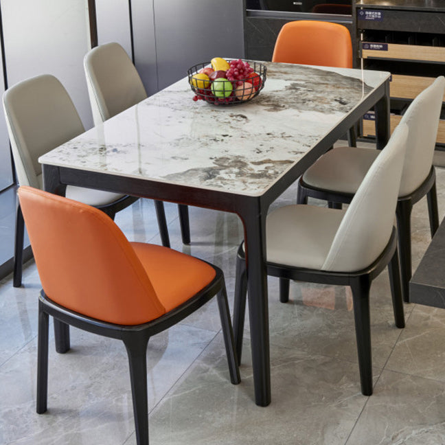 Modern Style Dining Room Dinner Table Stone 4 Legs Dining Table Gray Without Chairs Clearhalo 'Dining Tables & Seating' 'Dining Tables' 'dining_table' 'furn' 'furn_dining_table' 'Furniture' 'Kitchen & Dining Furniture' 7257521