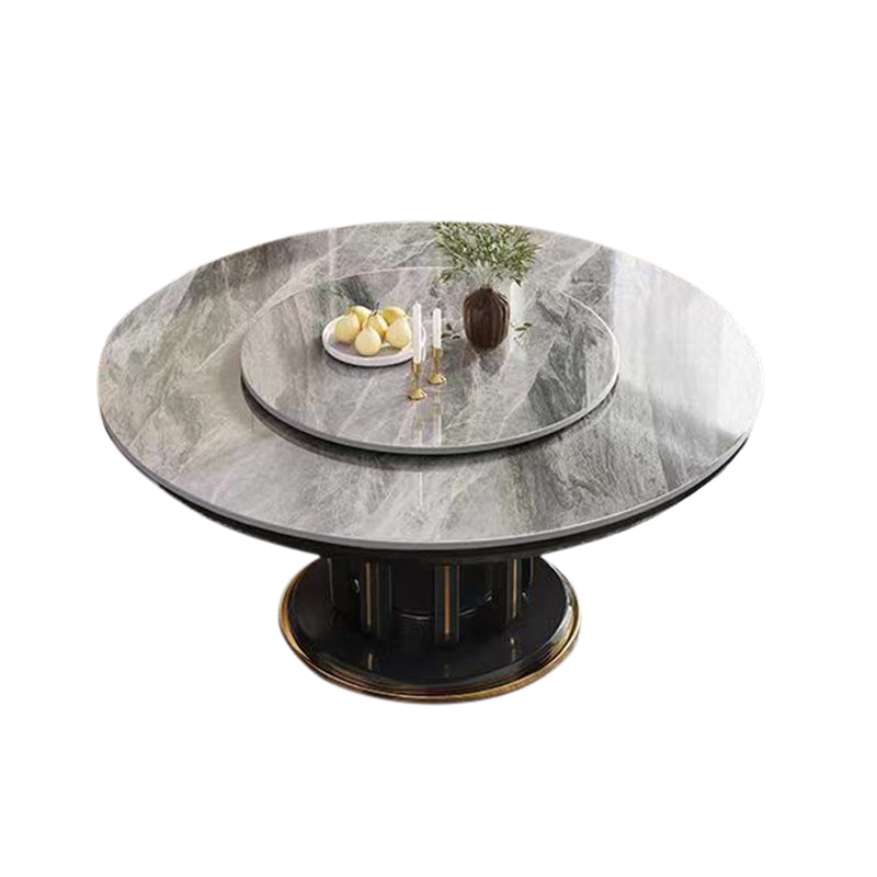 Glam Style Table Pedestal Dining Table with Turntable for Kitchen