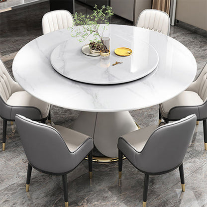 Round Sintered Stone Dining Table Convertible Dining Table for Kitchen White Without Chairs Clearhalo 'Dining Tables & Seating' 'Dining Tables' 'dining_table' 'furn' 'furn_dining_table' 'Furniture' 'Kitchen & Dining Furniture' 7257525