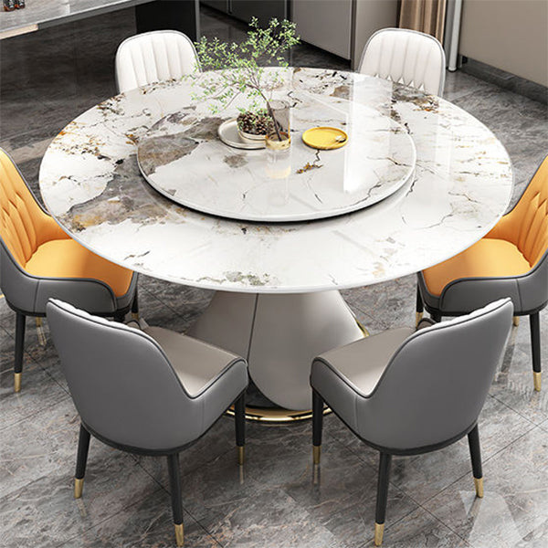 Round Sintered Stone Dining Table Convertible Dining Table for Kitchen Pandora Gold Without Chairs Clearhalo 'Dining Tables & Seating' 'Dining Tables' 'dining_table' 'furn' 'furn_dining_table' 'Furniture' 'Kitchen & Dining Furniture' 7257526