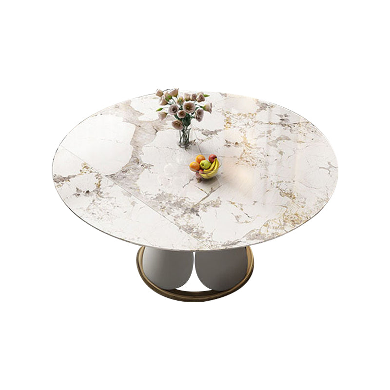 Metal Dining Table Extendable Pedestal Dining Table for Kitchen