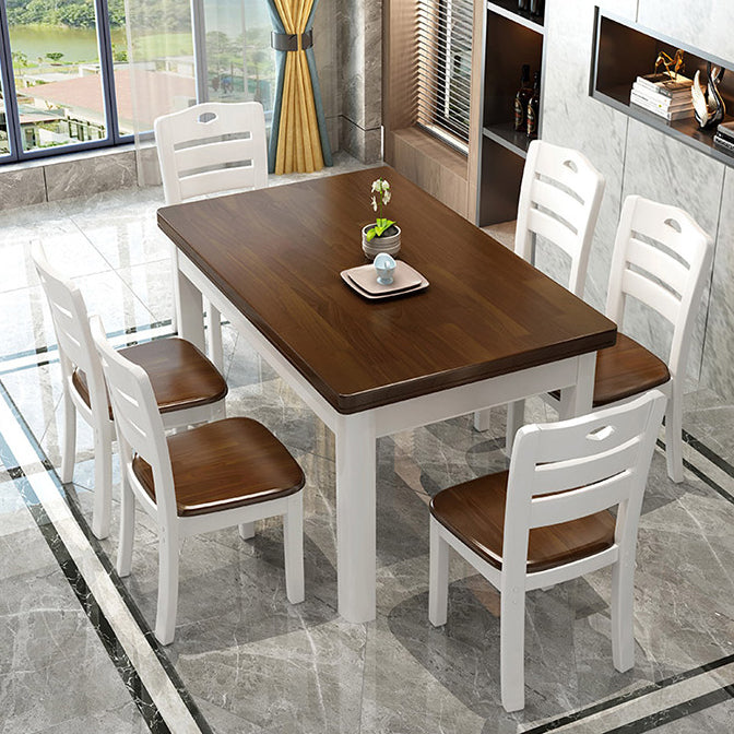 Solid Wood Dining Table Rectangle Dining Table for Dining Room Dark White Brown Without Chairs Clearhalo 'Dining Tables & Seating' 'Dining Tables' 'dining_table' 'furn' 'furn_dining_table' 'Furniture' 'Kitchen & Dining Furniture' 7257559