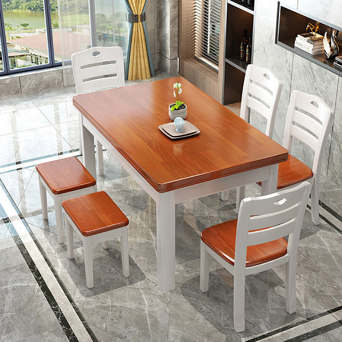 Solid Wood Dining Table Rectangle Dining Table for Dining Room Light White Brown Without Chairs Clearhalo 'Dining Tables & Seating' 'Dining Tables' 'dining_table' 'furn' 'furn_dining_table' 'Furniture' 'Kitchen & Dining Furniture' 7257560