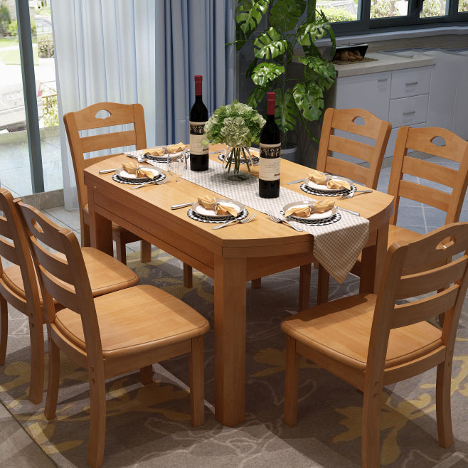 Rectangle Solid Wood Dining Table Butterfly Leaf Dining Table for Kitchen Use