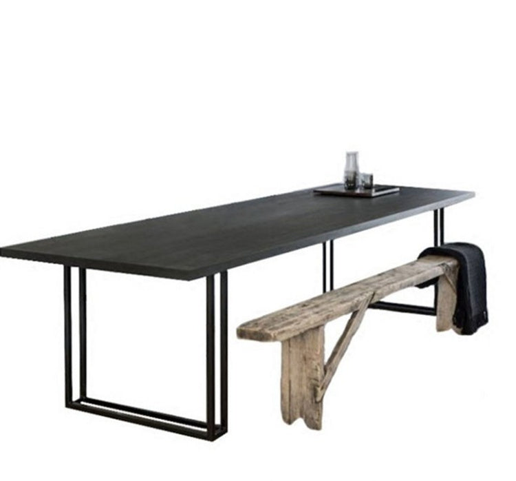 Table de dîner industrielle rectangulaire, salle à manger, table de salle à manger en bois massif