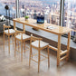 Modern Style Rectangle Bar Table Solid Wood Fixed Bistro Bar Desk for Living Room
